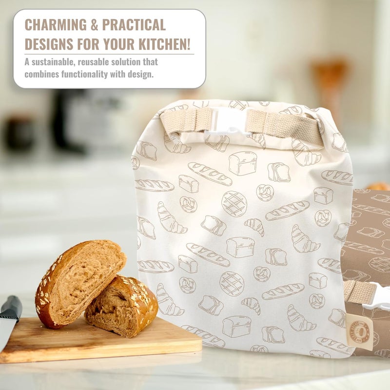 Cozy Bread ® Reusable Bread Bag Set for Home Bakers | USA Brand | Charming Designs (Bread) - Image 5